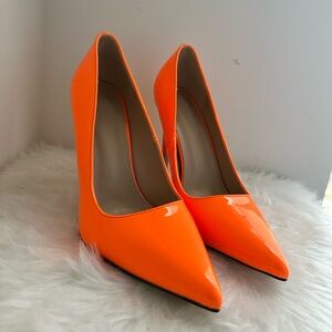 Orange Stiletto Heels Patent Leather